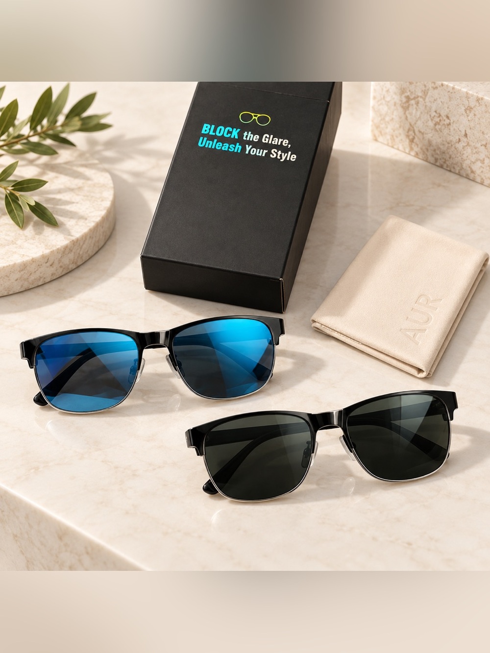 Men’s Sunglasses with Blue or Dark Green Lenses —